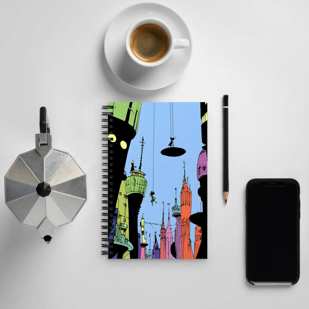 Whimsical Heights: A Futuristic Cityscape | Spiral Notebook