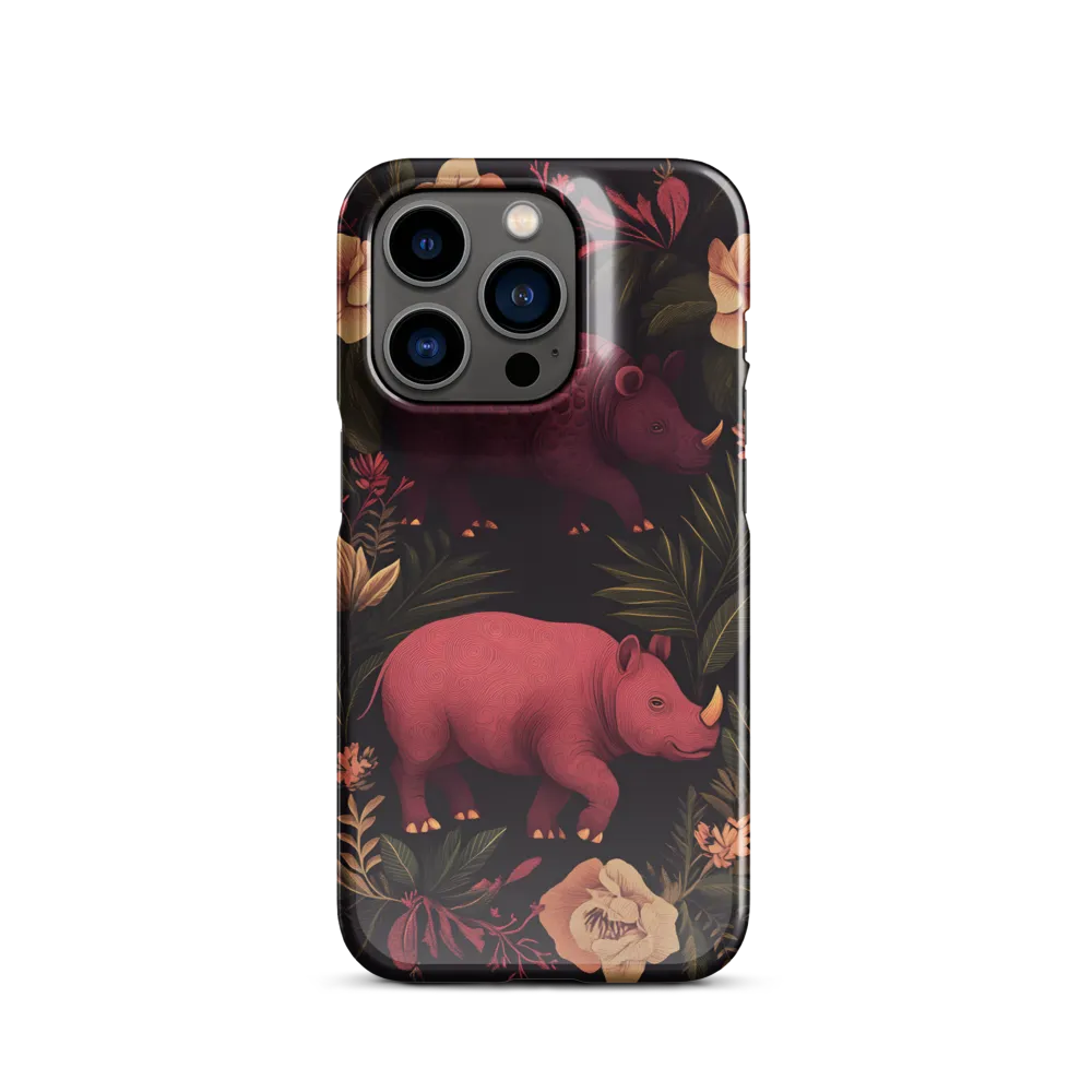 Rhinos in Floral Embrace