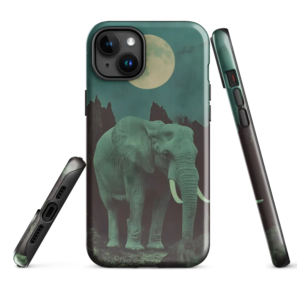 Ethereal Presence: Elephant Under a Full Moon | Phone Case |  15 Plus | Tough Case | Glossy