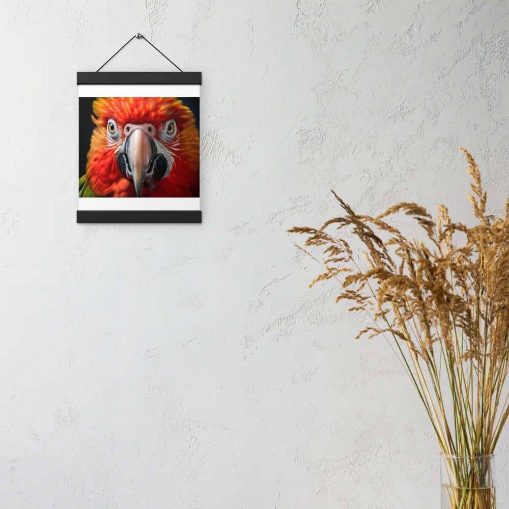 The Fiery Gaze of the Parrot | Poster With Black Wood Hanger | 8″×10″