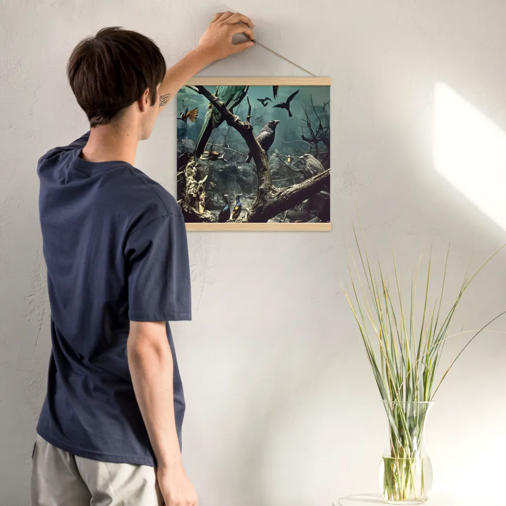 Whispers of the Avian Realm | Poster With Oak Wood Hanger | 16″×16″