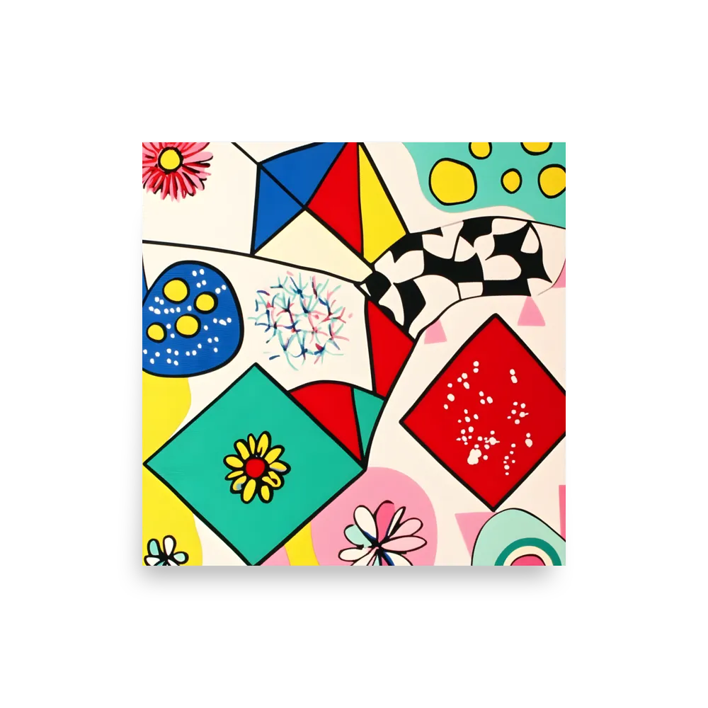 Joyful Geometry: A Playful Dance of Shapes and Colors | Poster | 14″×14″