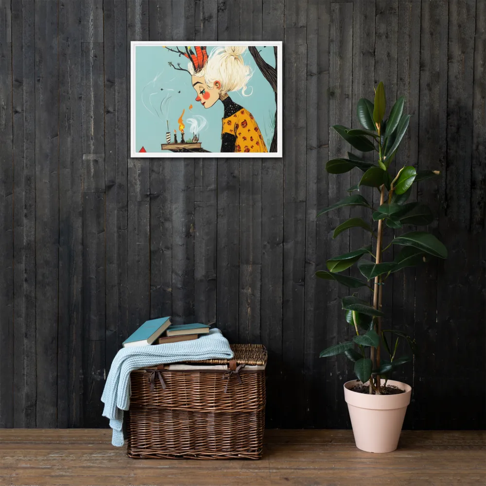 Whimsical Nature Girl | Canvas with White Frame | 18″×24″
