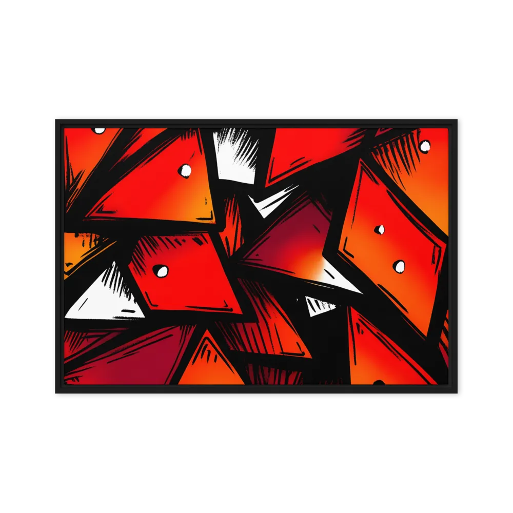 Dynamic Geometry of Red and Orange | Canvas with Black Frame | 20″×30″