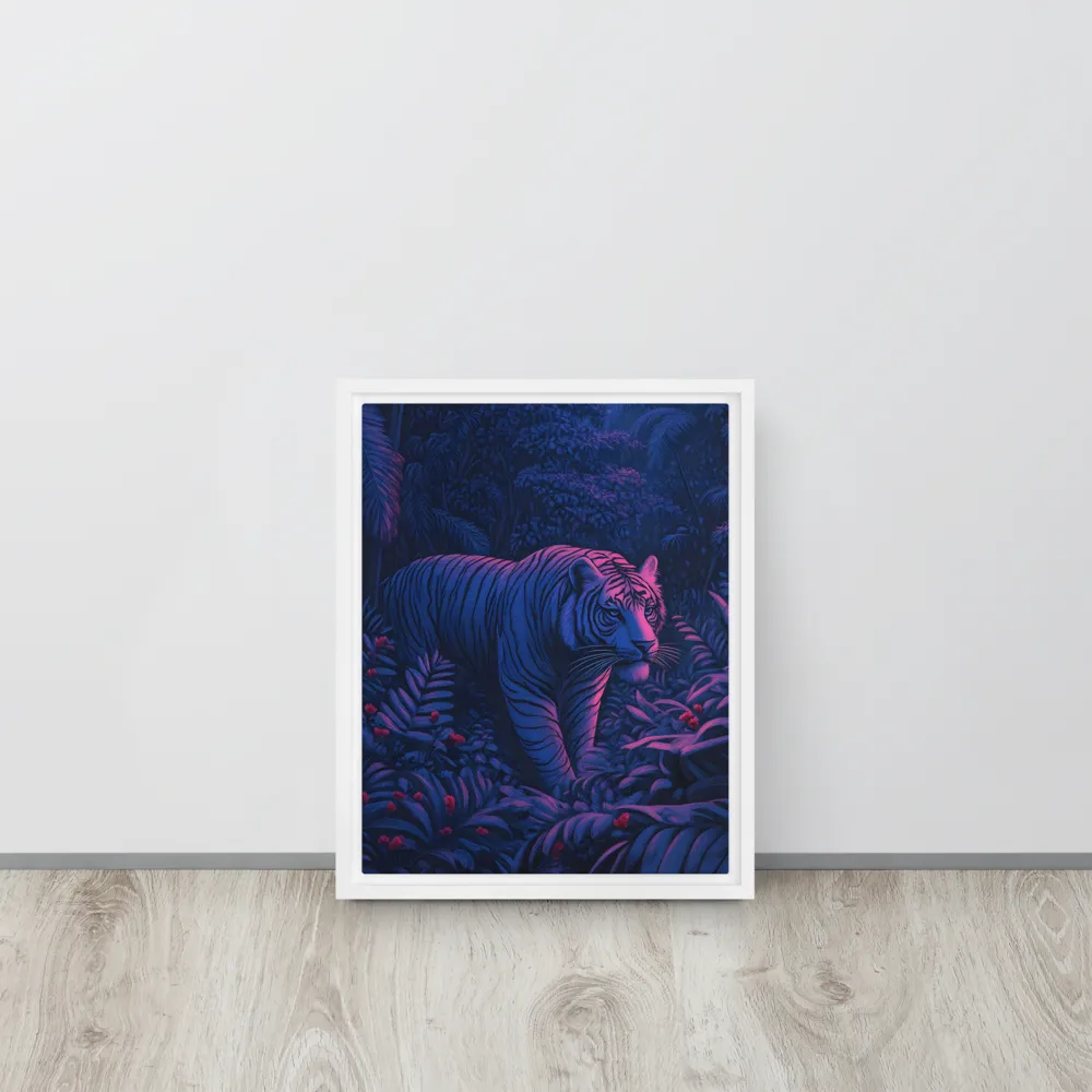 Mystic Prowler: The White Tiger in the Jungle | Canvas with White Frame | 11″×14″