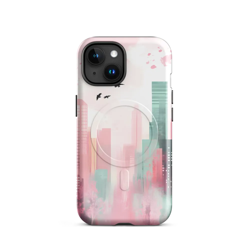 Dreamy Cityscape in Pink and Cyan