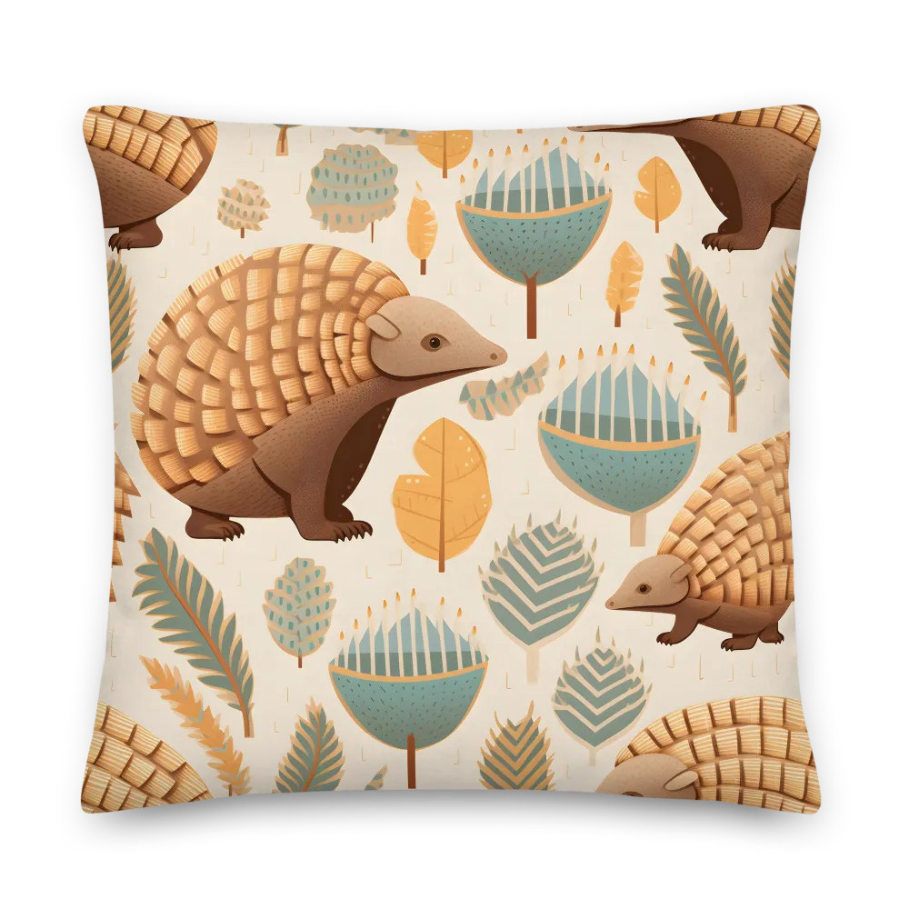 Pangolins in a Whimsical Habitat | Pillow | 22″×22″