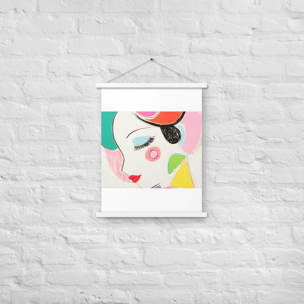 Whimsical Portrait in Colorful Abstraction | Poster With White Wood Hanger | 18″×24″
