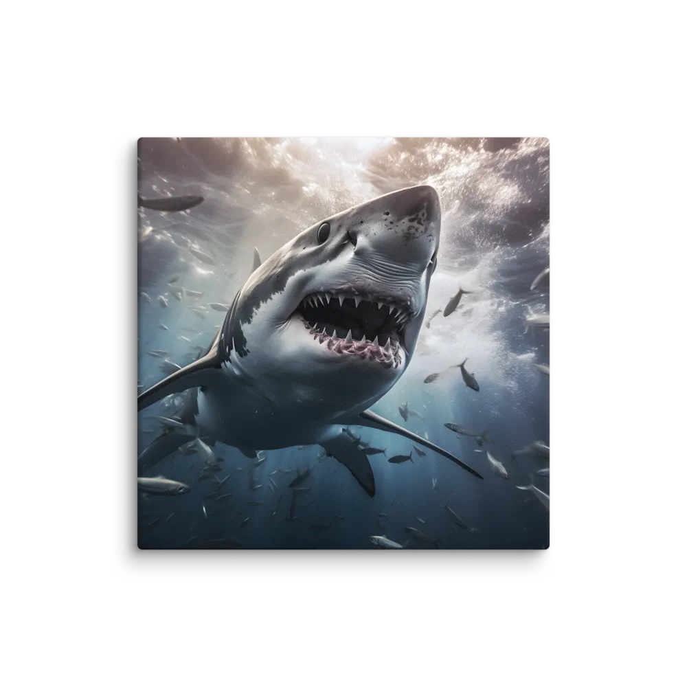 The Apex Predator: An Underwater Encounter | Canvas | 37″×37″