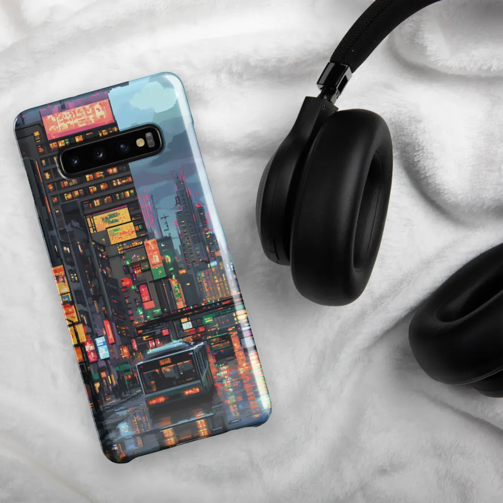 Neon Dreams: A Pixelated Urban Night | Phone Case |  S10 Plus | Snap Case | Glossy