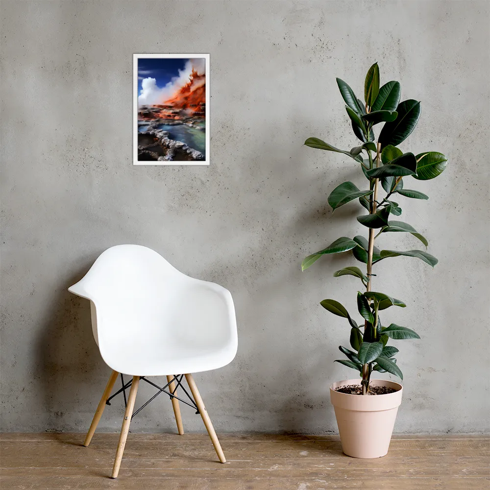 Nature's Fury: The Volcano's Expression | Poster with White Frame | 12″×18″