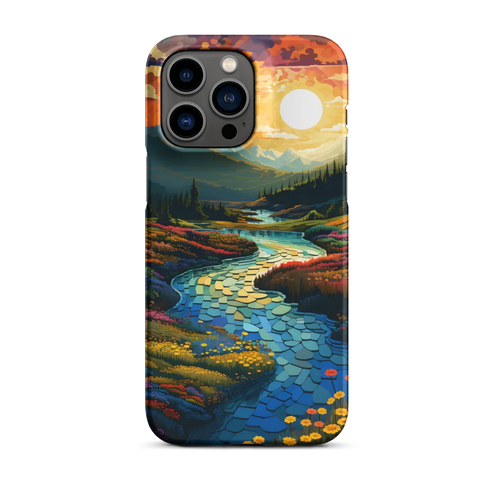 Serenity in Sunset: A Winding River's Embrace | Phone Case |  14 Pro Max | Snap Case | Matte