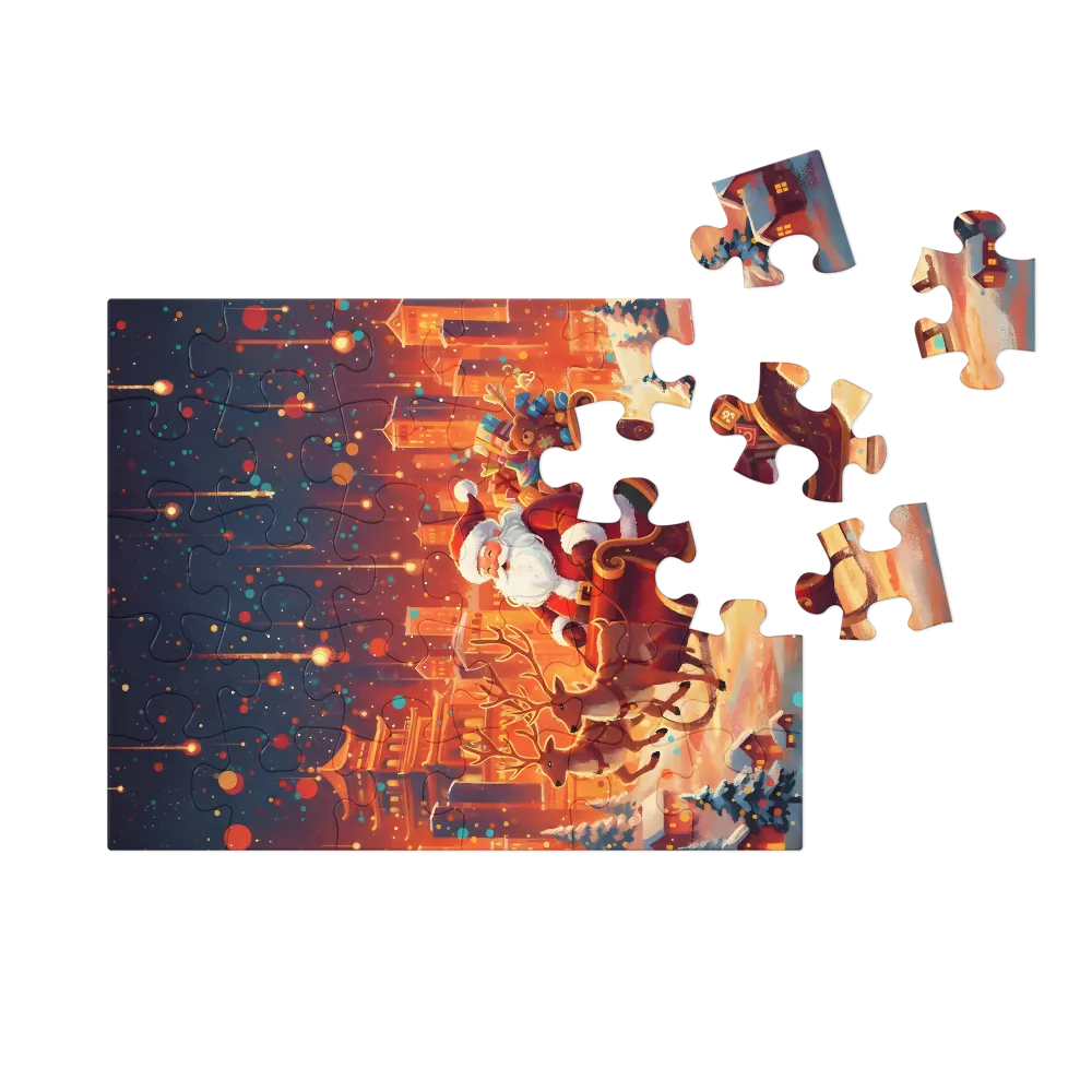 Santa's Midnight Flight 
 Jigsaw Puzzle in Tin Box
