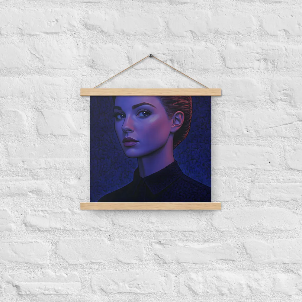 Ethereal Portrait in Blue and Red | Poster With Oak Wood Hanger | 14″×14″