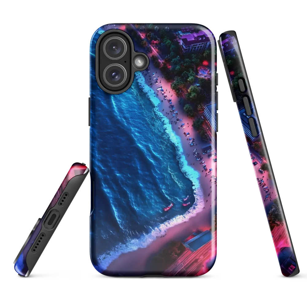 Twilight Reflections: A Serene Beach Aerial | Phone Case |  16 Plus | Tough Case | Glossy