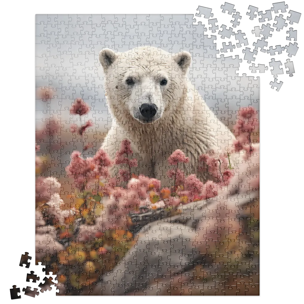 Curiosity Among Blooms: The Polar Bear | Jigsaw Puzzle | 520 pieces