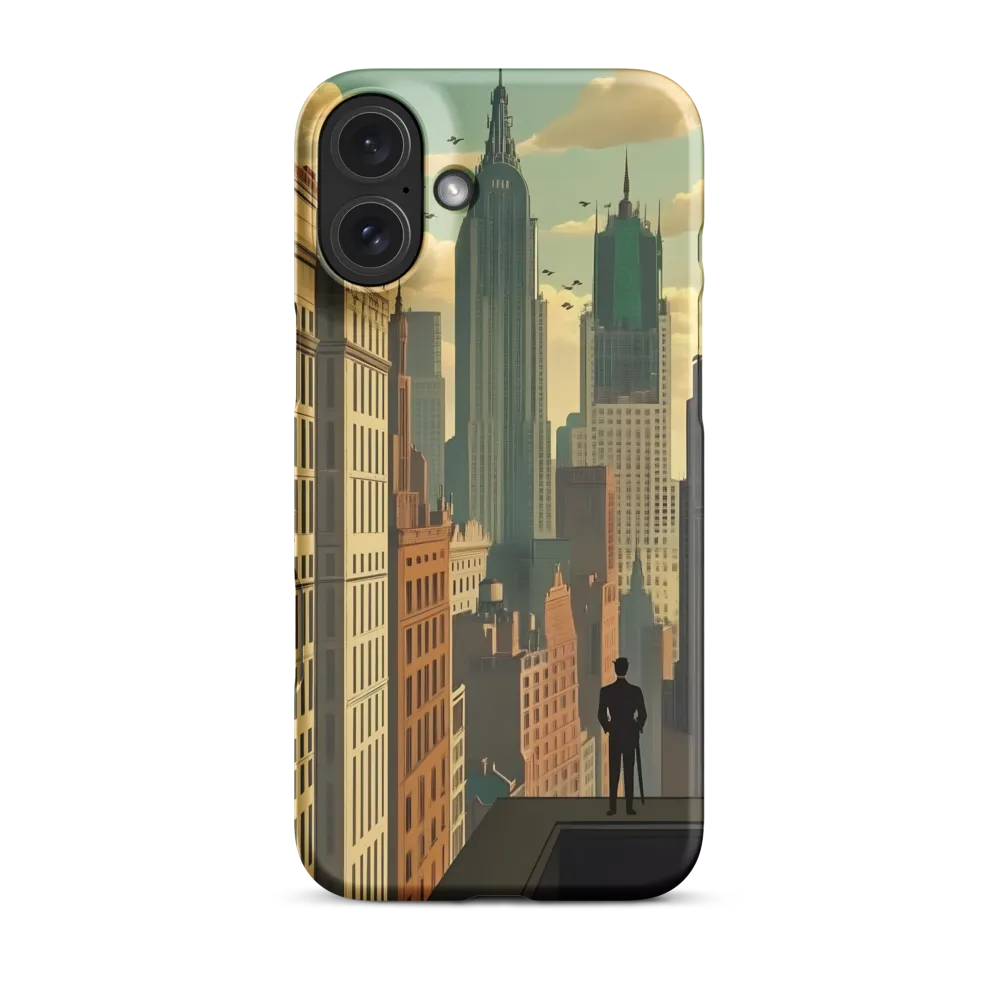 Urban Dreams: A Silhouette in Art Deco Cityscape