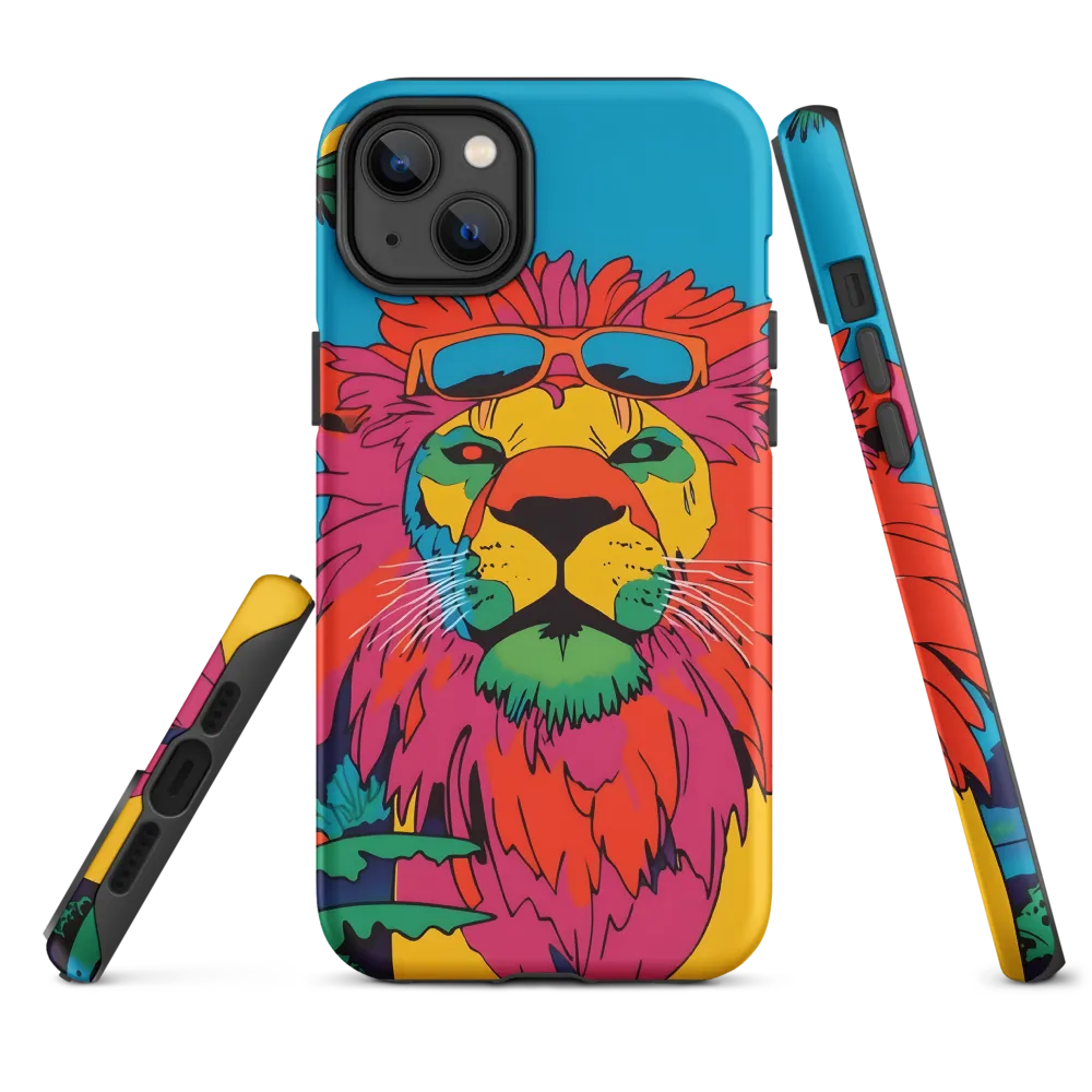 Lion with Sunglasses: A Vibrant Tropical Portrait