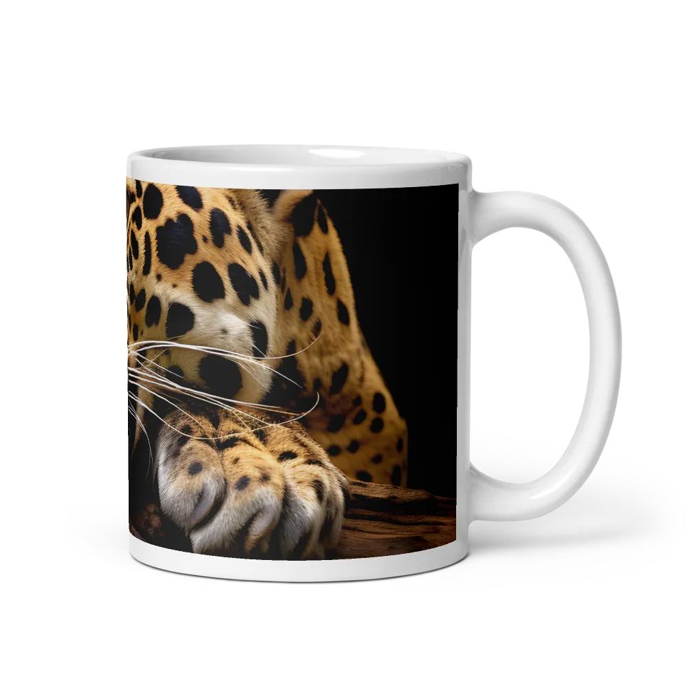 Tranquil Majesty: The Resting Leopard | Mug with White inside | 11 oz