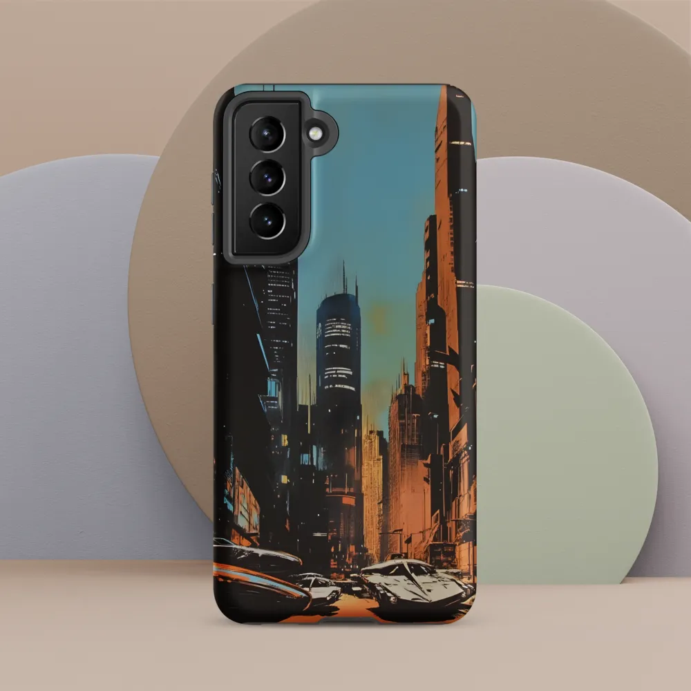 Futuristic Cityscape in Blue and Orange