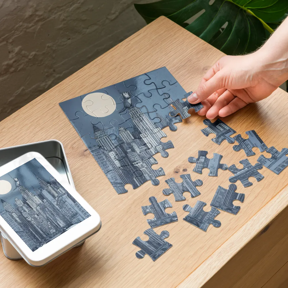 Moonlit Otter Skyline 
 Jigsaw Puzzle in Tin Box