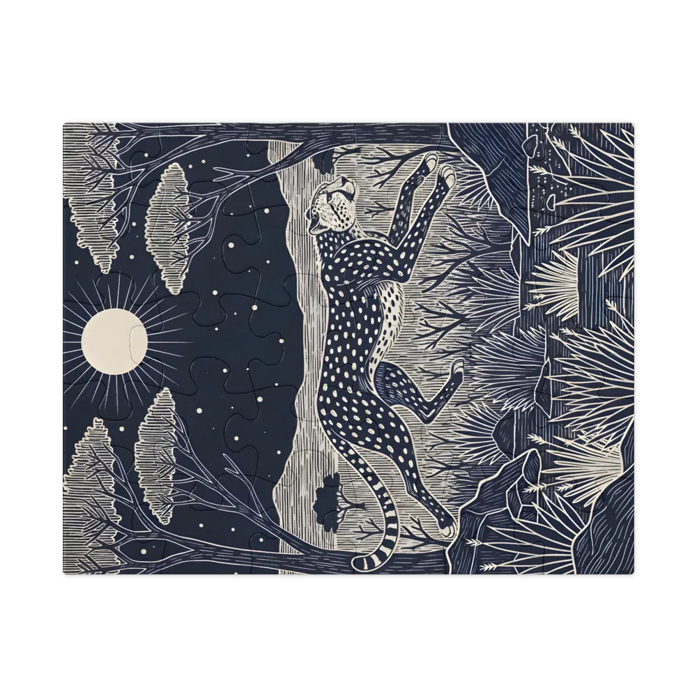 Moonlit Cheetah 
 Jigsaw Puzzle in Tin Box