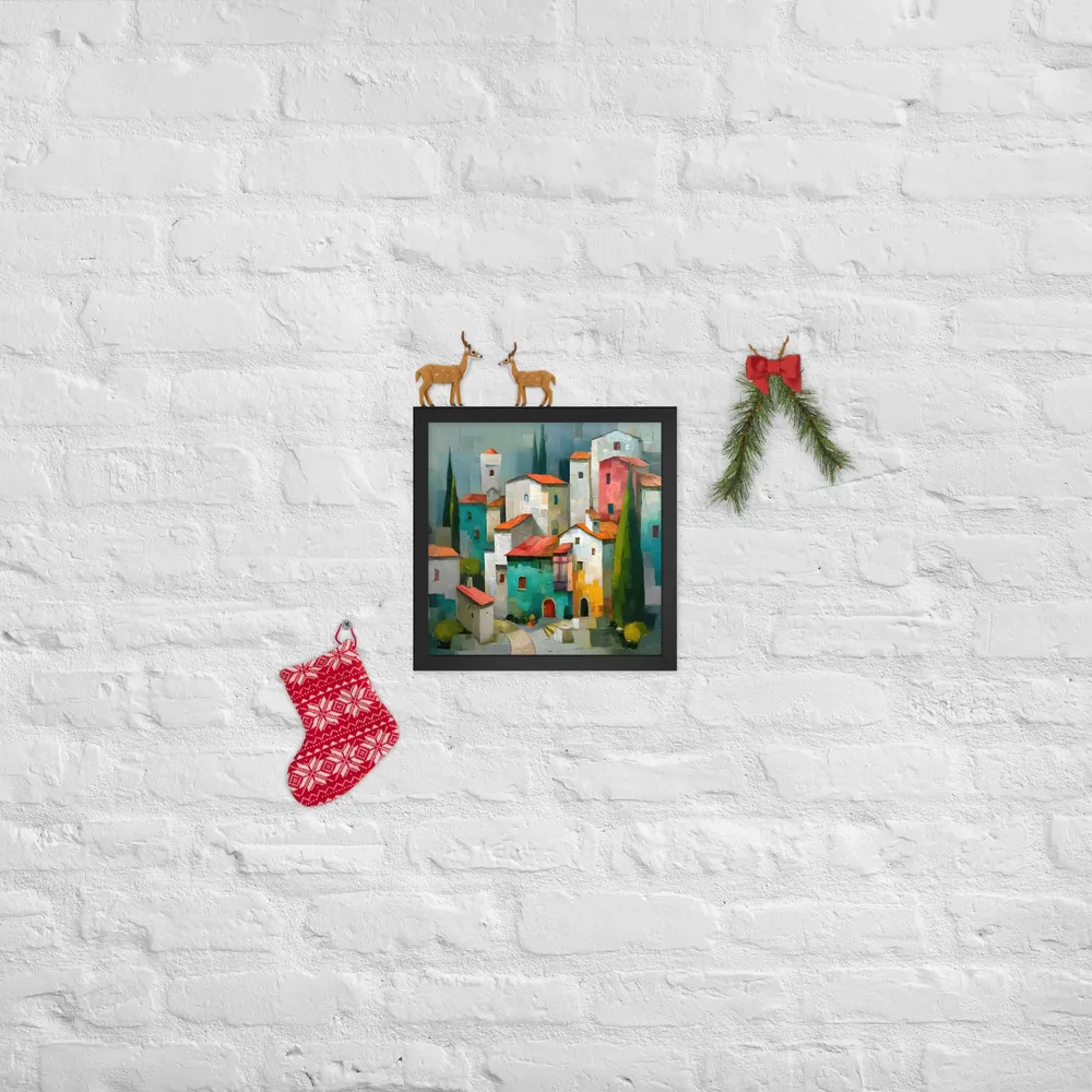 Cypress Village 
 Poster with Black Frame | 12″x 12″