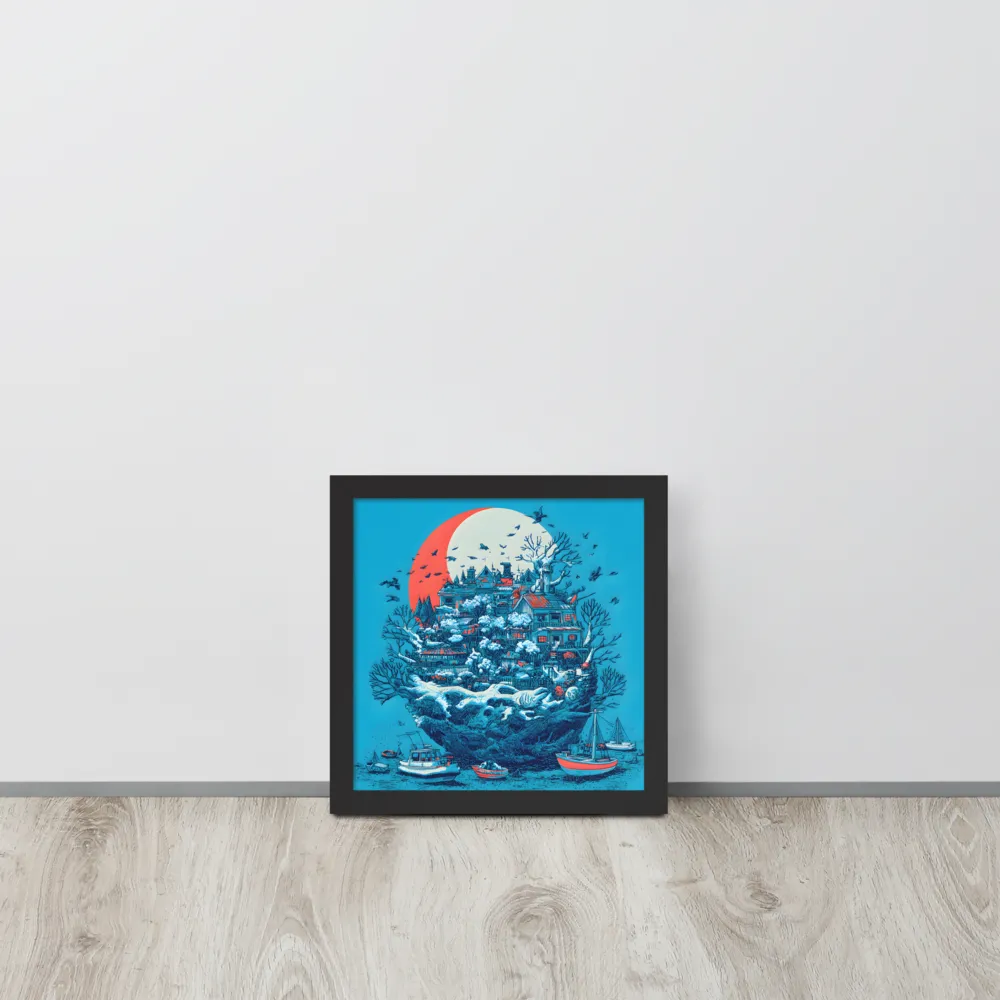 Harbor of the Floating Isle 
 Poster with Black Frame | 10″x 10″