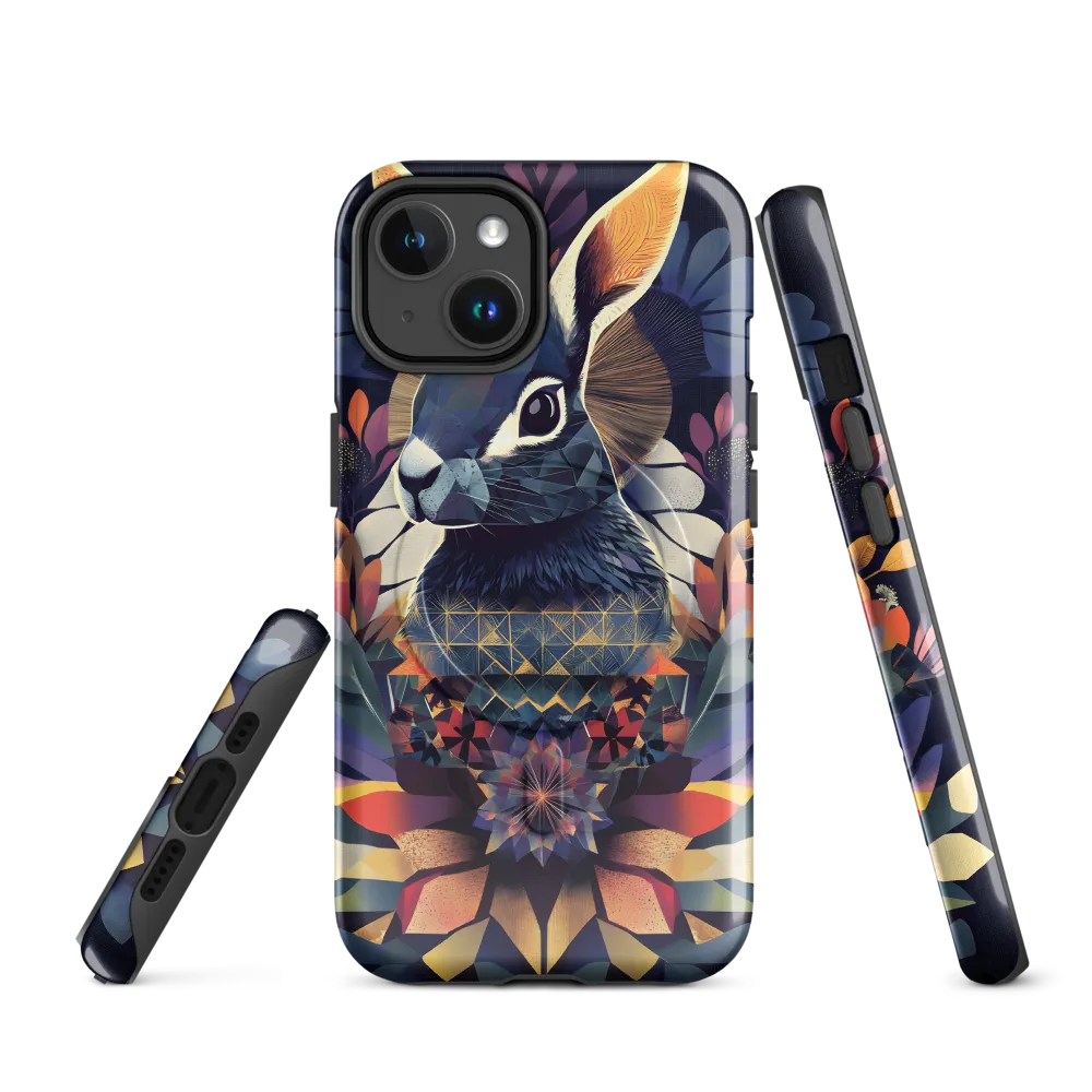 Ethereal Bunny: A Geometric Wonderland | Phone Case |  14 | MagSafe® Tough Case | Glossy