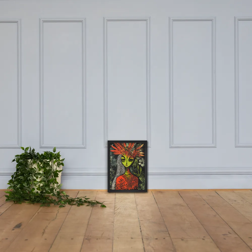 Mystical Flora: A Surreal Portrait | Poster with Black Frame | 12″×16″