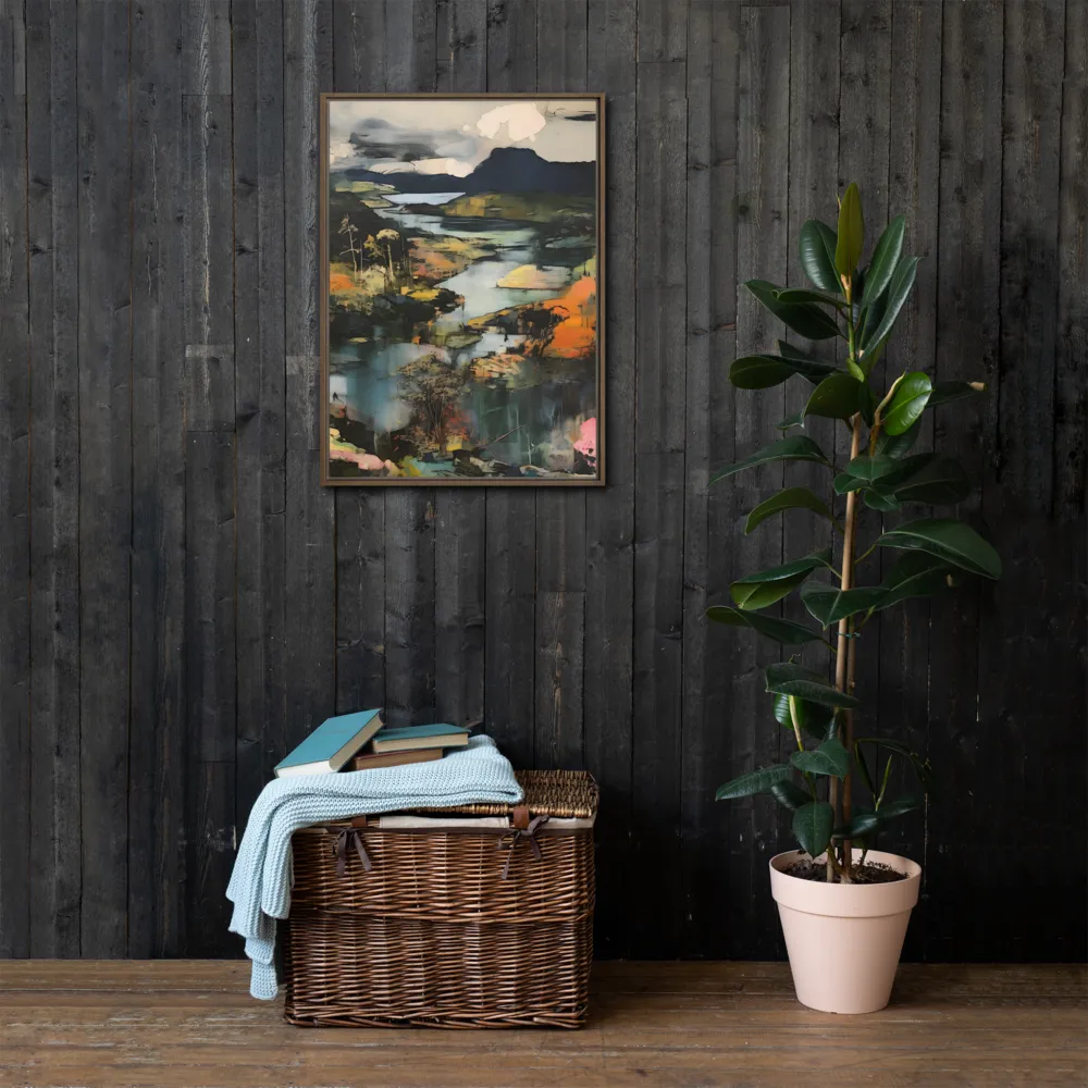 Harmony of Nature: An Abstract Journey | Canvas with Brown Frame | 20″×28″