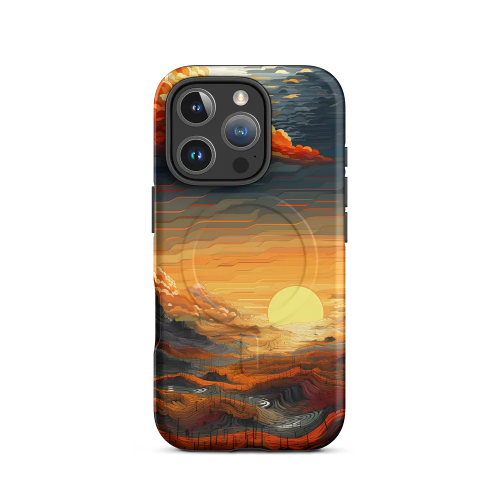 Ethereal Sunset: A Serene Landscape in Flowing Forms | Phone Case |  16 Pro | MagSafe® Tough Case | Matte