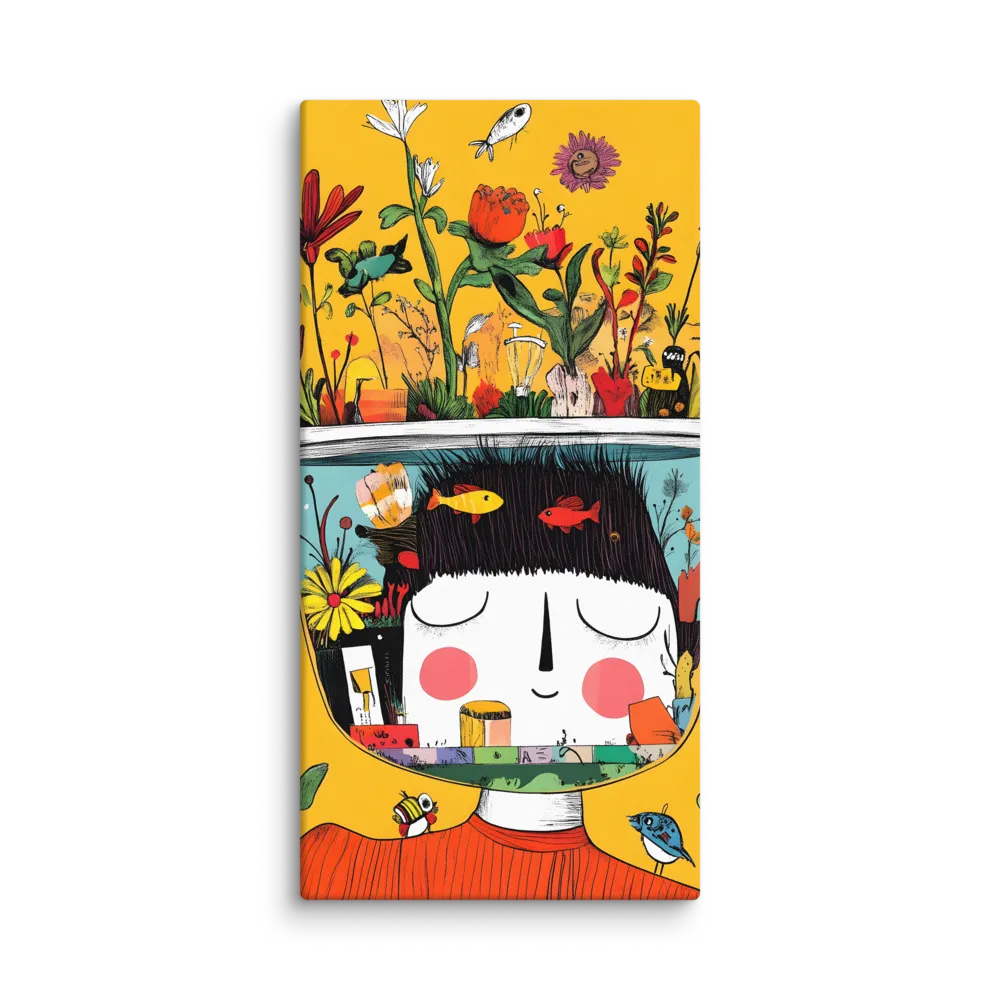 Whimsical Garden Head | Canvas | 20″×40″