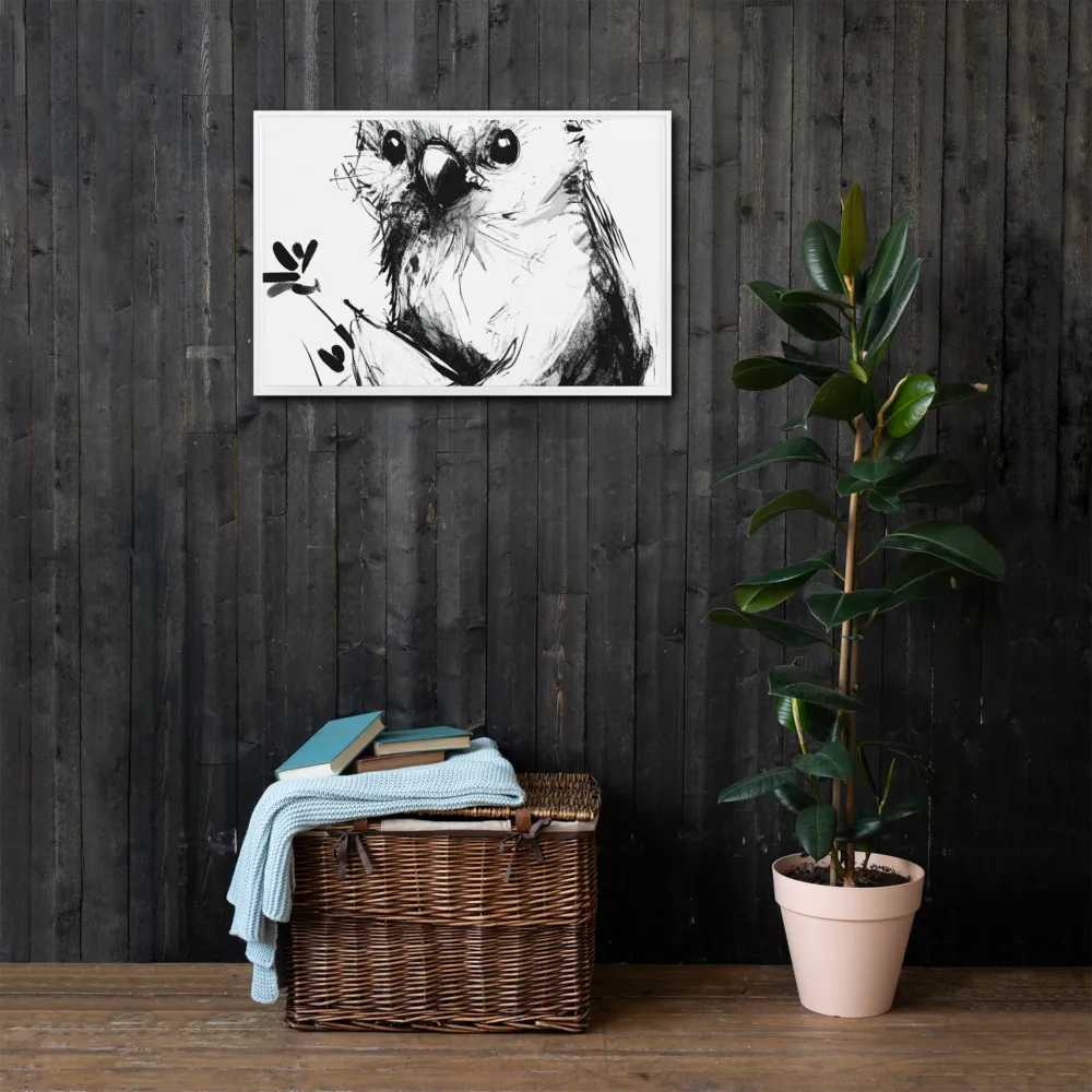 Whimsical Koala in Ink | Canvas with White Frame | 20″×30″