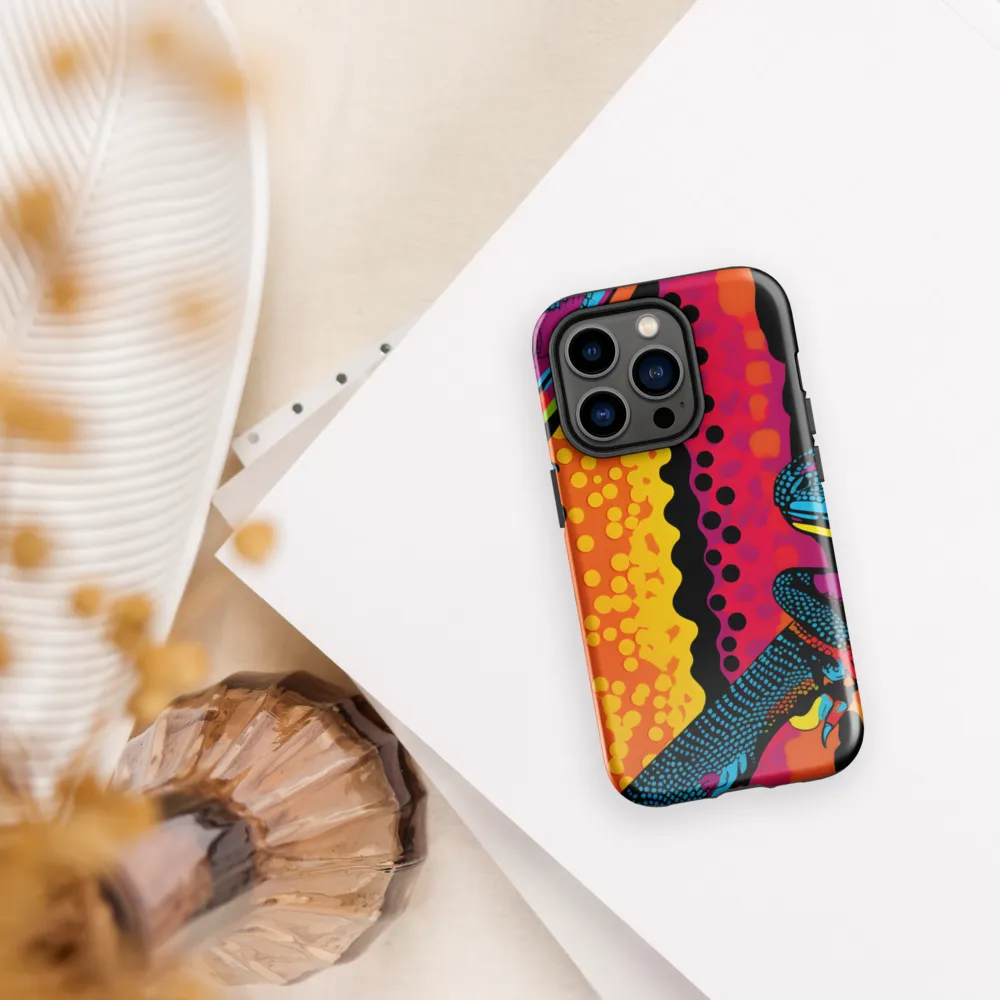 Colorful Encounters: The Playful Geckos | Phone Case |  14 Pro | Tough Case | Glossy
