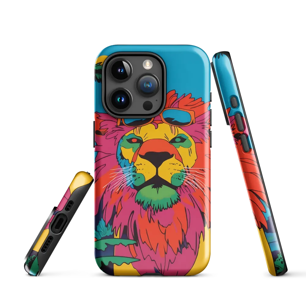 Lion with Sunglasses: A Vibrant Tropical Portrait