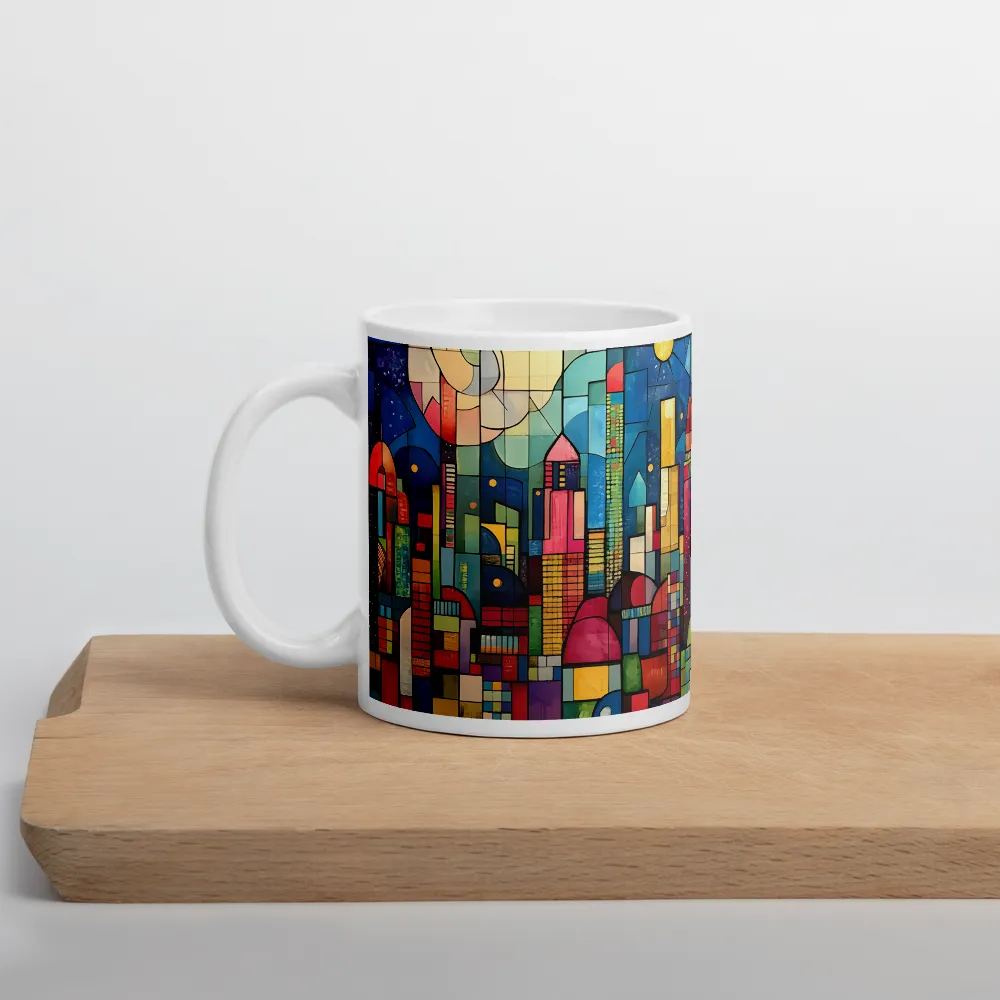 Geometric Harmony: A Vibrant Cityscape | Mugs | Multiple Sizes & Colors