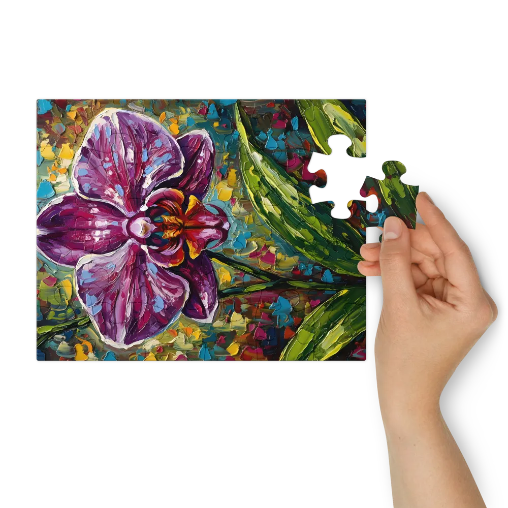 Impasto Orchid 
 Jigsaw Puzzle in Tin Box