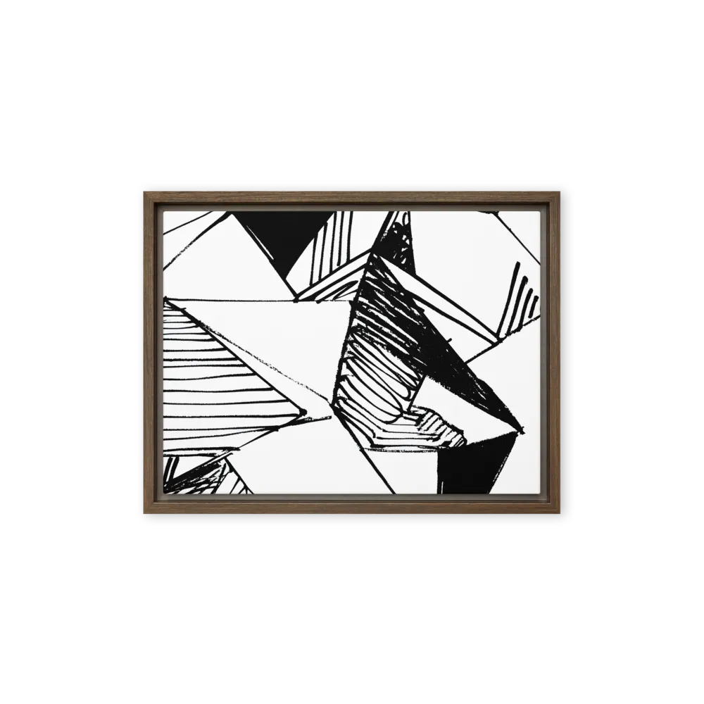 Dynamic Geometry in Ink | Canvas with Brown Frame | 12″×16″