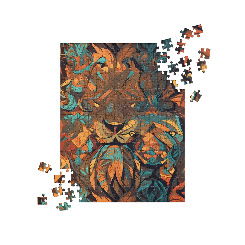 Fierce Royalty: A Geometric Exploration of Lions | Jigsaw Puzzle | 252 pieces