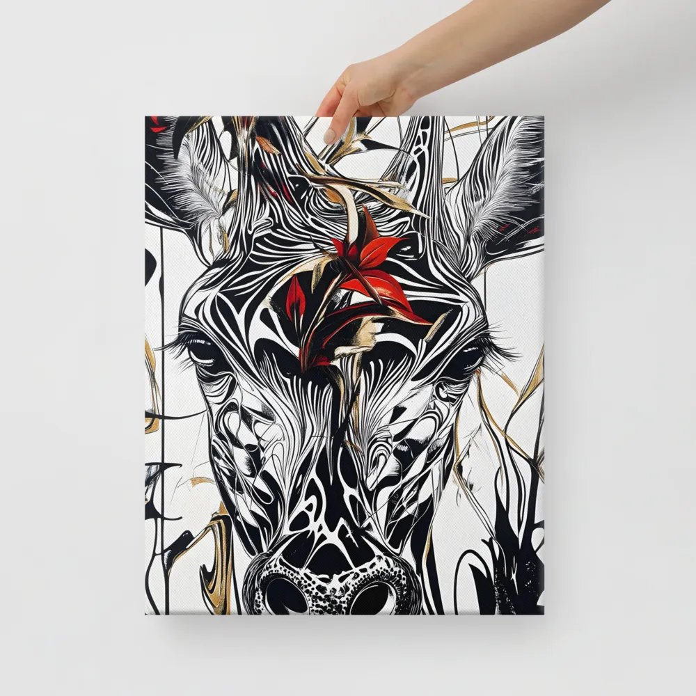 Floral Elegance: The Giraffe's Portrait | Canvas | 16″×20″