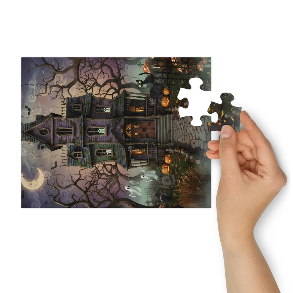 Moonlit Haunted House 
 Jigsaw Puzzle in Tin Box