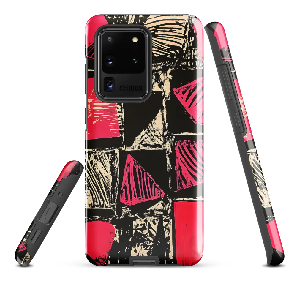 Geometric Symphony in Pink and Black