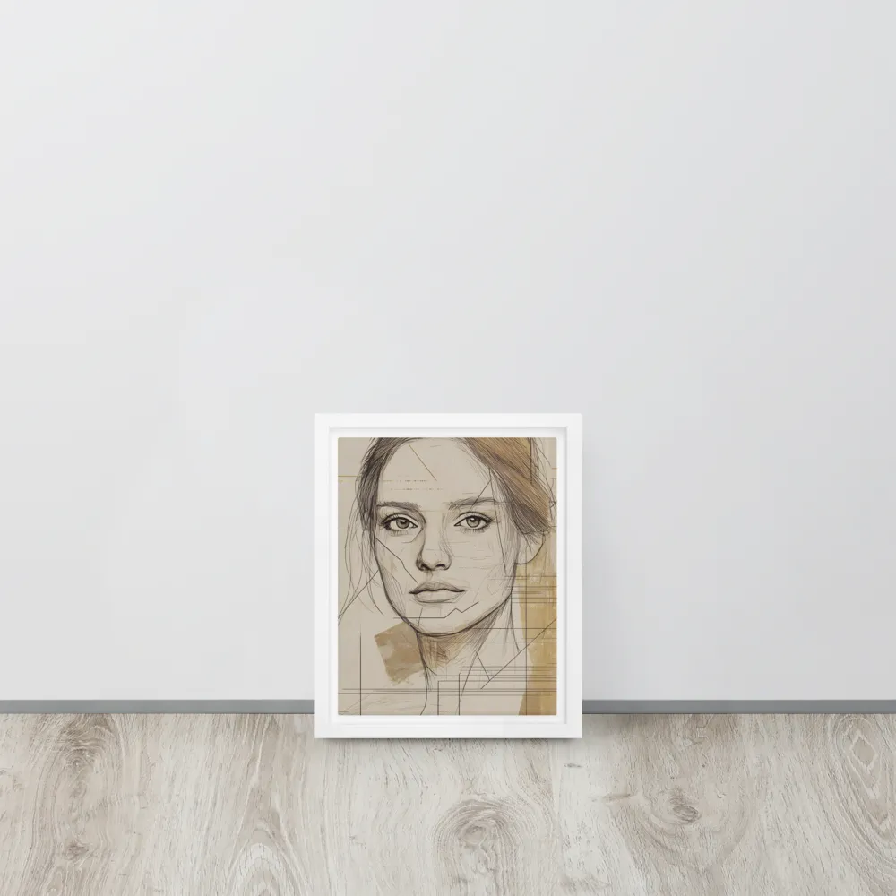 Geometric Elegance: A Modern Portrait | Canvas with White Frame | 8″×10″
