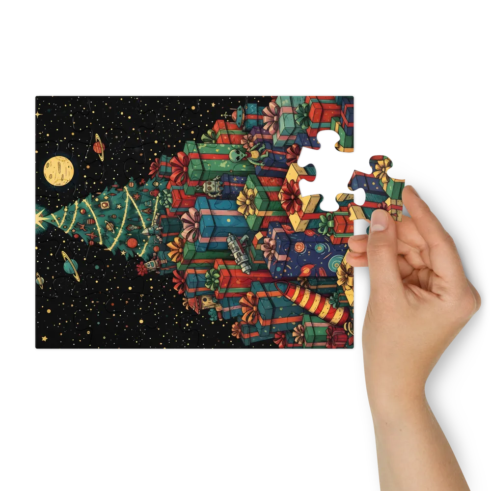 Cosmic Christmas Tree 
 Jigsaw Puzzle in Tin Box