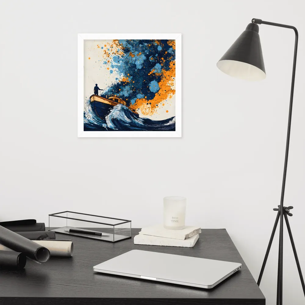 Paintstorm at Sea 
 Poster with White Frame | 14″x 14″