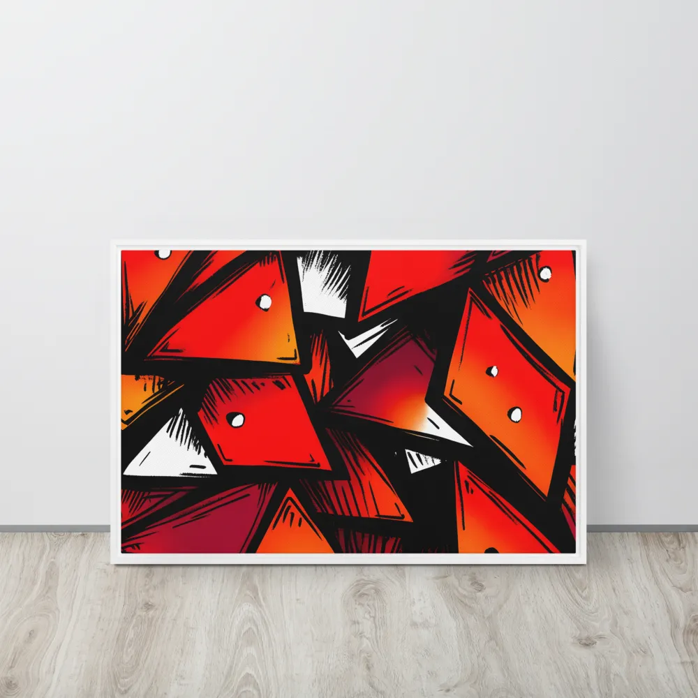 Dynamic Geometry of Red and Orange | Canvas with White Frame | 20″×30″