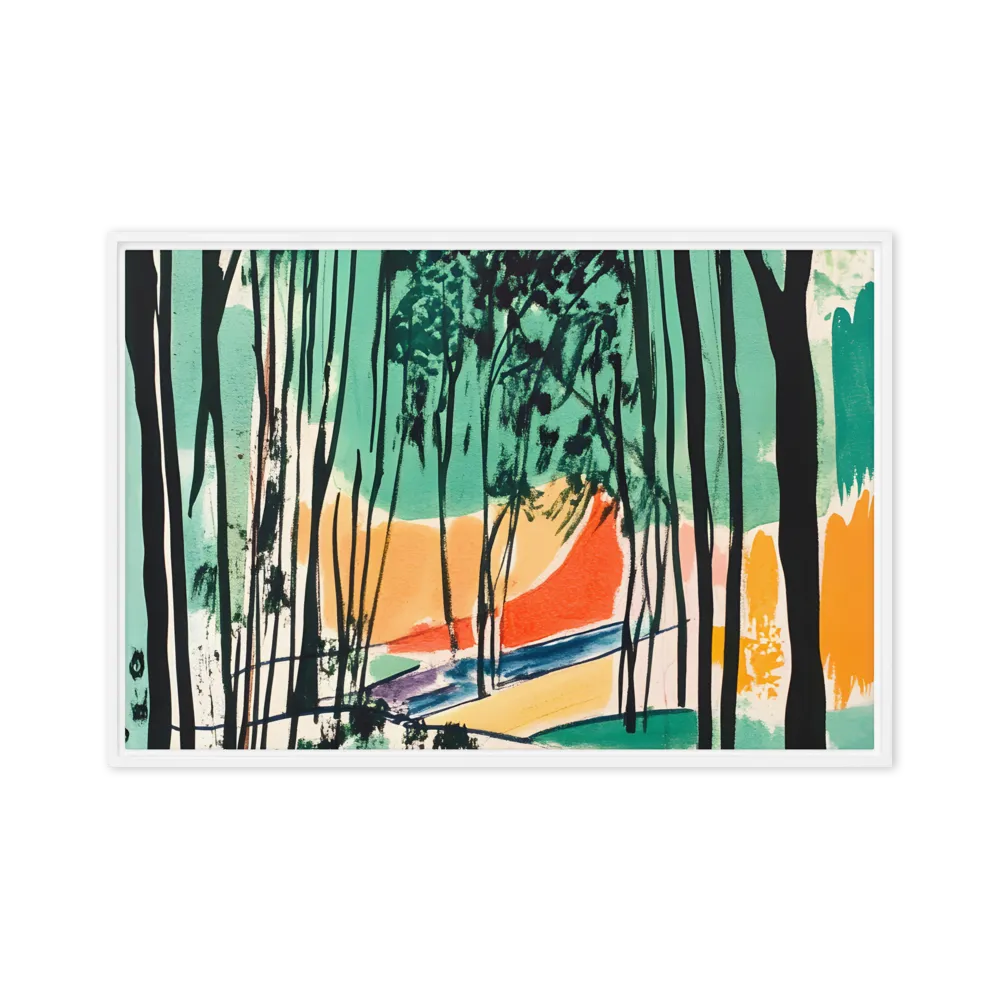Winding Path Through the Forest | Canvas with White Frame | 24″×36″