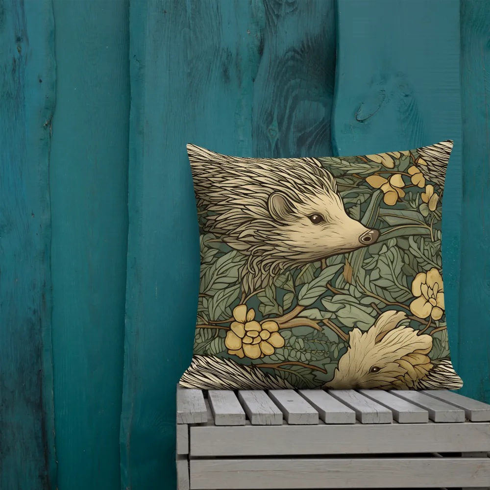 Whimsical Hedgehog Garden | Pillow | 22″×22″