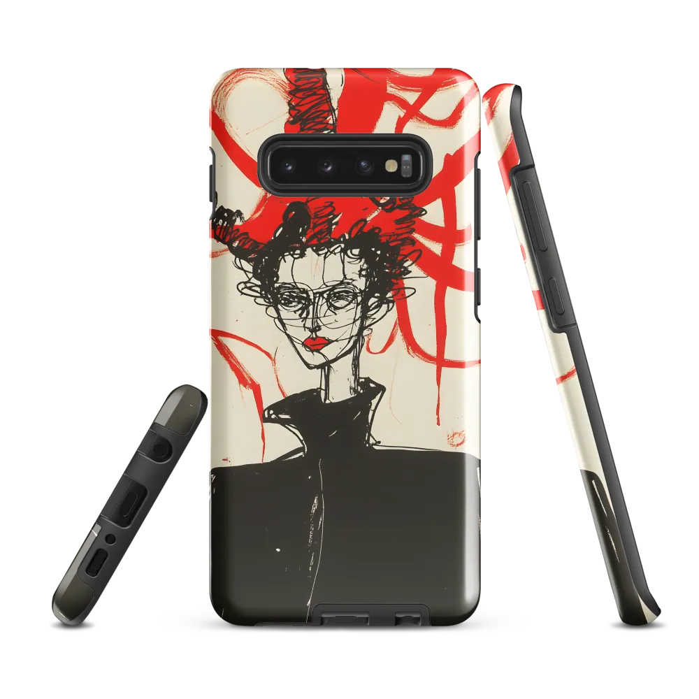 Dramatic Elegance in Red and Black | Phone Case |  S10 Plus | Tough Case | Glossy